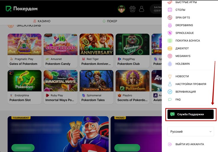 Главная страница интернет казино